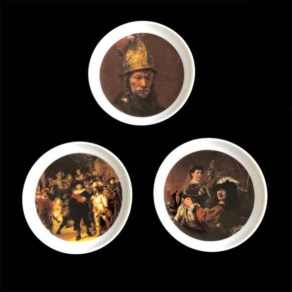 Bareuther Waldsassen Bavaria Germany Rembrandt Coaster Plate 3.5" Set of Three - Picture 1 of 7